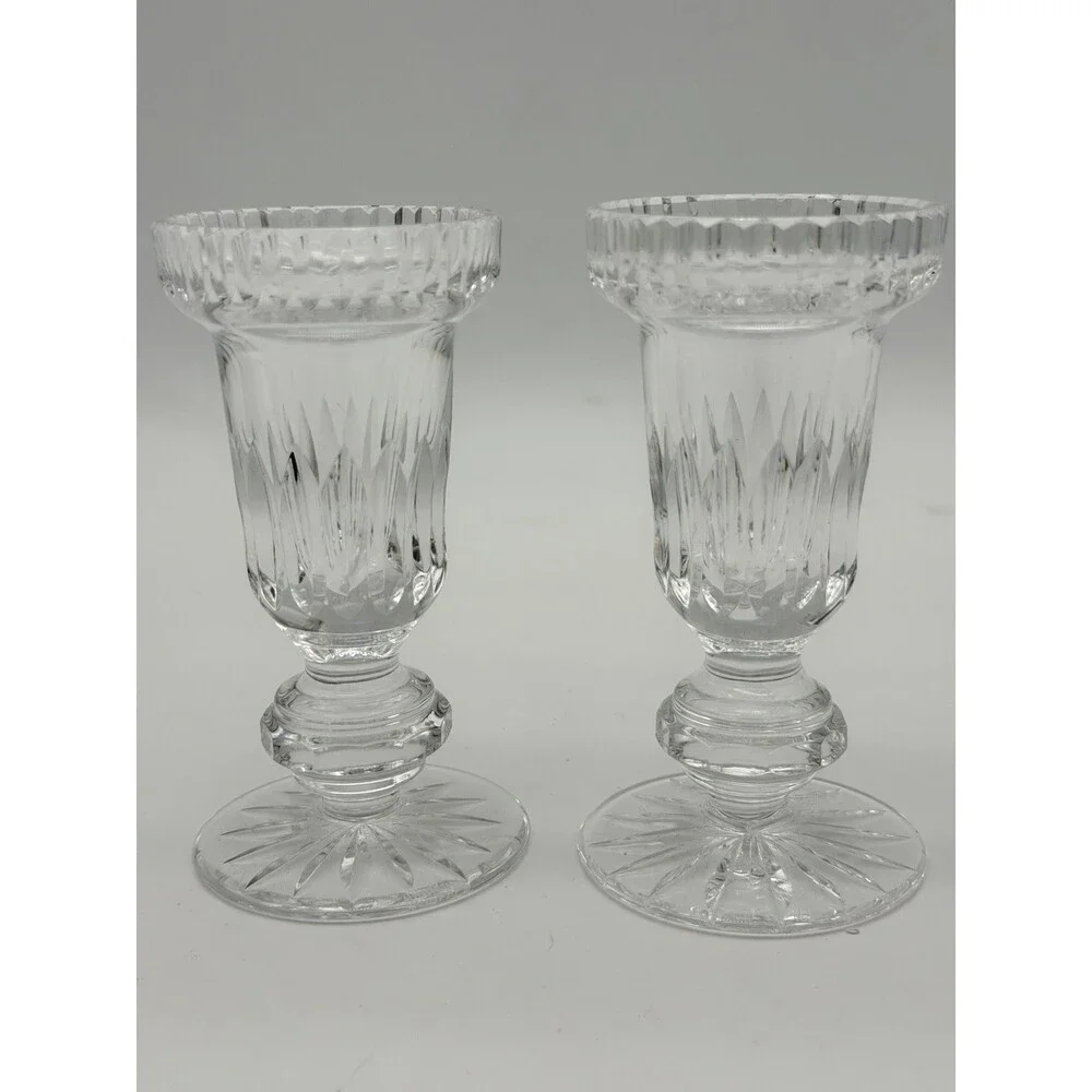 Tipperary Crystal Taper Candle Stick Holders Pair Ireland 4.5